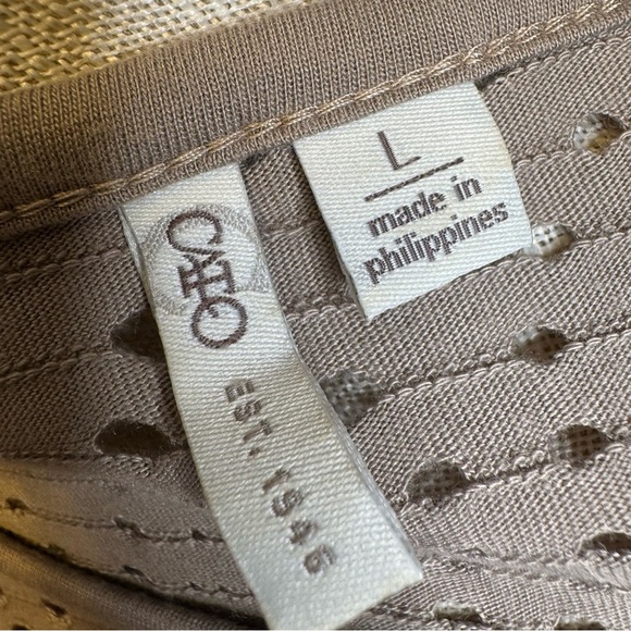 Cato Tan Knit Top with Cutout Design Size Large with Shark Bite Hem - Picture 9 of 11